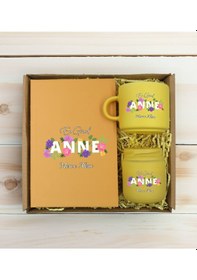 Resim Bk Gift Kişiye Özel İsimli Dtf Anne Temalı Sarı Defter & Kahve Fincanı & Mum Hediye Seti-3, Anneye Hediye, Anneler Günü Hediyesi Kobitmeyencom30809 Bk 