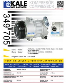 Resim KALE KLIMA KOMPRESORU LINEA GRANDE PUNTO ALFA ROMEO MITO OPEL CORSA D 07<14 Z13DTJ Z13D - 349705 