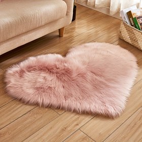 Resim 1 adet Peluş Kalp Şeklinde Alan Matı - Makinede Yıkanabilir Yumuşak Polyester ve Akrilik Karışımı, Oturma Odası, Yatak Odası, Ofis İç Mekan Kullanım için Hafif Rahat Dekoratif Mat 