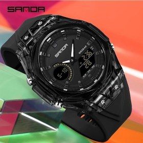 Resim Fochsia Sanda Erkekler İçin Çift Ekranli Digital Analog Led Işikli Alarmli Spor Kol Saati 6283 Siyah Diğer 