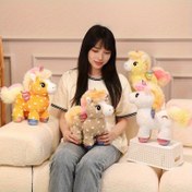 Resim Fantastik Oyun ve Çocuk Odası İçin İpeksi Yeleli Büyülü Gökkuşağı Pegasus Peluş Oyuncak - Kawaii Unicorn 