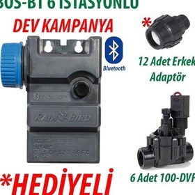 Resim Rain Bird Tbos-bt6lt Pilli Kontrol Ünitesi 9v. 6 İstasyonlu Bluetooth + 6 Adet 100dvf 9v. Vana Seti 