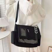 Resim Kadınlar için ayarlanabilir askılı, düz renkli fermuarlı tote çanta, polyester astar ve püskül detaylı, her gün kullanıma uygun çapraz vücut çantası 