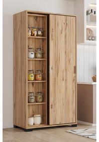 Resim Luna Atlantik Çam Döner Çok Amaçlı Dolap Raflı Mutfak Ve Kiler Dolabı Atlantik Çam 