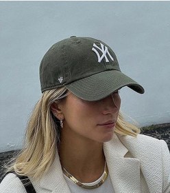 Resim Unisex Haki Renk Beyaz Logo Beyzbol Ny New York Şapka - Unisex Haki 