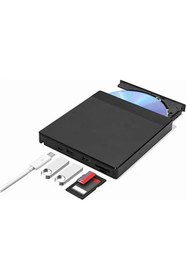 Resim Renvox USB 3.0 Harici DVD-RW + SD/TF Kart Okuyucu + 3 Port USB Hub Ultra İnce Optik Sürücü 