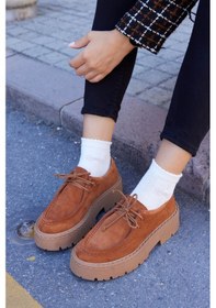 Resim Madlen Taba Hakiki Süet Kadın Loafer Ayakkabı 