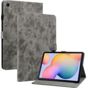 Resim Samsung Galaxy Uyumlu Tab S6 Lite Kaplan Desenli Flip Deri Tablet Kılıfı 