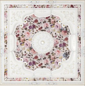 Resim Kare Beyaz Altın Saray Tavan Göbek 150*150 cm 