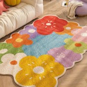 Resim [Canlı Dekor] Lüks Peluş Çiçekli Mat - Yüksek Tüylü, Kaymaz, Makinede Yıkanabilir Polyester Lif Mat Oturma Odası & Yatak Odası İçin - İç Mekan Kullanımı, Giriş & Veranda Uyumlu, Oturma Odası Halıları 