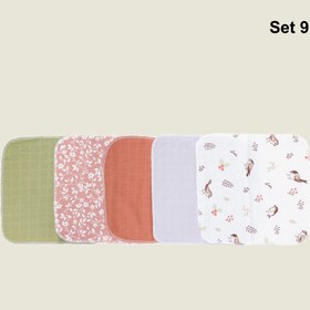 Resim Set 6 Müslin Kumaş Ağız Mendili & Ter Bezi (Tek Katlı) - Set 9 