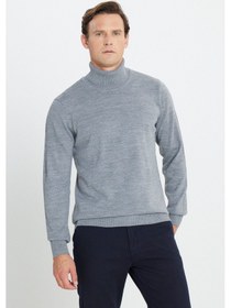 Resim AC&Co / Altınyıldız Classics Erkek Gri Melanj Tüylenme Yapmayan Anti Pilling Özellikli Standart Fit Tam Balıkçı Yaka Triko 4A4923100004GMJM Gri Melanj 