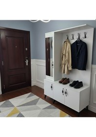 Resim Duo 3 Kapaklı Portmanto Vestiyer Ayakkabılık Dolap Byz - M1 Beyaz 