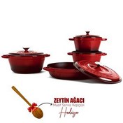 Resim Lava 4x New Heritage Serisi Kırmızı Döküm Demir Tencere Seti LV S NHR 4X SET R 