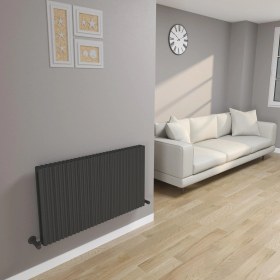 Resim Lojimax Alüminyum Çift Panel Yatay Radyatör Fiona Double 500 x 999 10 Dilim | Dokulu Siyah | Yüksek Isıl Güç | 5 Yıl Üretici Garantisi 