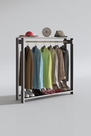 Resim Kenzlife Giysi Dolabı Maksut 135*100*40 Gri Askılık Ayakkabılık 