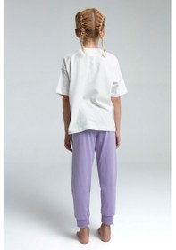 Resim Toontoy Kız Çocuk Önü Baskılı Pijama Takım 14098 Lila 