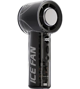 Boatshop1 Siyah Bu Yeni Buz Paketi Yüksek Hızlı Soğutma 100 Hız Ayarı Sonsuz Hız Kontrolü El Tipi Fan Turbin Saç Kurutma Makinesi Şeffaf Tasarım Ekran Göstergesi Pil Seviyesi Dış Mekan Ofis Öğrenci Spor Siyah