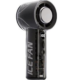 Resim Boatshop1 Siyah Bu Yeni Buz Paketi Yüksek Hızlı Soğutma 100 Hız Ayarı Sonsuz Hız Kontrolü El Tipi Fan Turbin Saç Kurutma Makinesi Şeffaf Tasarım Ekran Göstergesi Pil Seviyesi Dış Mekan Ofis Öğrenci Spor Siyah 