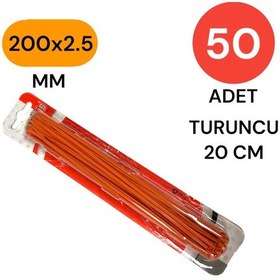 Resim Tek-iş Plastik Kablo Bağı Klipsi Cırt Kelepçe 200 Mm X 2.5 Mm Turuncu 50 Adet 