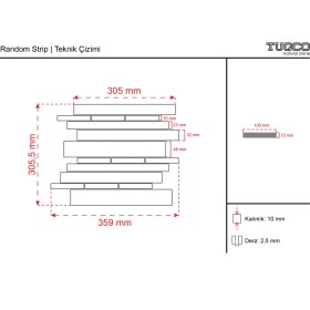 Resim Tuqco Doğal Taş Random Strip Tundra Gri Cilalı Mermer Mozaik 