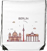 Resim DIYthinker Kadın Berlin Almanya Düz Kent Simgesi Desenli İpli Sırt Çantası İnce Çizgiler Alışveriş Yaratıcı El Çantası Omuz Environ Tal Polyester Çanta 