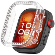 Resim Huawei Watch Fit 4 Şeffaf Saat Kılıfı İçin Yapay Elmas Dekoratif İçi Boş Tasarım Pc Saat Kılıfı 