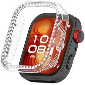 Resim Huawei Watch Fit 4 Şeffaf Saat Kılıfı İçin Yapay Elmas Dekoratif İçi Boş Tasarım Pc Saat Kılıfı 
