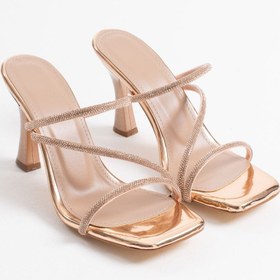 Resim modaserdem ModaSrdm Altın Taşlı Topuklu Kadın Terlik 