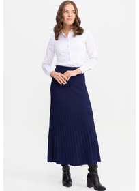 Resim Kadın Pileli Triko Etek Lacivert Lacivert 