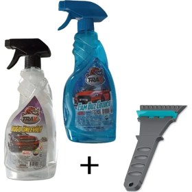 Resim Sogex Oto Cam Buz Çözücü Sprey (500ML) + Araç Buğu Önleyici (500ML) + Araba Buz Kazıyıcı Oto 3’lü Kış Set 