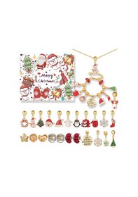 Resim Fosenze Noel Geri Sayım Takvimi Kutusu - Zinc Alloy Gümüşleme, Kolye Ve Bileklik Seti, Dıy Tasarım, 22 Charm Boncuk, Hediye İçin Ideal 