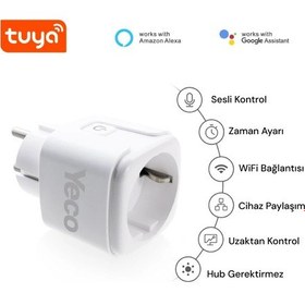 Resim Yeco Sp-16 Akıllı Priz, Wi-fi Uyumlu, Telefonla Kontrol, 16a Akım Koruma, Enerji İzleme, 2 Adet 2 Adet 