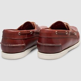 Resim Cabani Miravia Bordo Hakiki Deri Bağcıklı Loafer Ayakkabı Kahverengi 