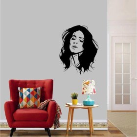 Resim CLK Auto Sanatçı Lana Del Rey Silüetli Dekoratif Duvar Sticker, Çıkartma, Etiket Siyah 001 