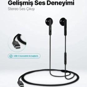 Resim Typc-E Girişli Ttec Rio Usb-C Stereo Mikrofonlu Kulakiçi Kulaklık Siyah Uyumlu 