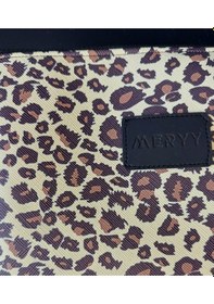 Resim Meryy Collection Clutch Çanta Suni Deri Leopar 