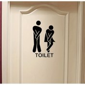 Resim 1 adet Klasik Plastik Tuvalet İşareti Duvar Stickerı, Çıkarılabilir Banyo Dekoru, Bireysel Tuvalet Stickerı 