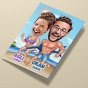 Resim Çılgın Tatil Aşıkları Karikatürlü Tebrik Kartı 