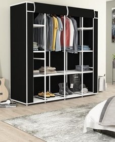 Resim Bez Dolap 12 Raflı Mega Boy Siyah Çok Amaçlı Plastik Gardırop 