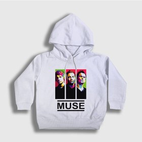 Resim Presmono Unisex Çocuk Band Muse Kapüşonlu Sweatshirt Beyaz 