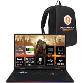 Resim MSI Raider A18 HX R9 9955HX3D 24GB 256GB SSD RTX5080/16GB 175W 18'' UHD+ W11H Gaming Laptop 