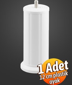 Resim Badem10 Keson 1 Adet 12 cm Beyaz Plastik Mobilya Baza Tv Ünitesi Yükseltme Ayağı Destek Ayağı 
