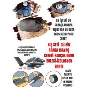 Resim Kl Home 3'lü Set -Su Saati -Kartlı Sayaç Dona Karşı Koruyucu (Sayaç Ceketi-Kauçuk Köpük Boru Izole-Pvc Bant) 