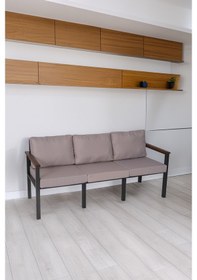 Resim Neokas Bahce Mobilyası, Modern Balkon Mobilyası, Kafe Oturma Takımı, Teras Koltugu, 1 Üçlü Koltuk Gri 