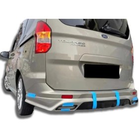 Resim Ford Tourneo Courier Uyumlu Egzoz Görünümlü Arka Ek Mat Siyah Plastik 