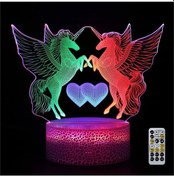 Resim Cc Globall Çocuklar Için 3d Illusion Unicorn Gece Lambası, Uzaktan Ve Akıllı Dokunmatik Ve Usb Kablosu Ve Çok Renkli Değişen Dekor Lambası İle Kısılabilir Led Gece Lambası, Noel Doğum Günü He Siyah 2 