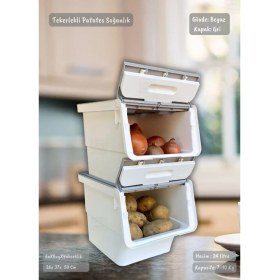 Resim Jet’s Home 2’li Gri Tekerlekli Sebzelik Patates Soğan Sepeti Modern Organizer Patateslik Basic Soğanlık 24 L 