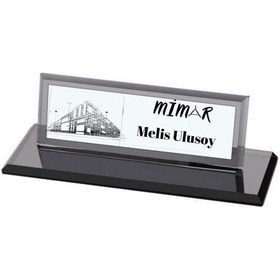 Resim Mimarlara Özel Kristal Masa İsimliği 
