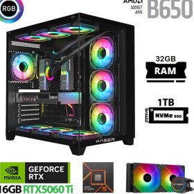 Resim Xaser Lexus X670 Ryzen 5 7500F 32GB Ram 1tb M.2 Nvme SSD 16GB RTX5060 Ti Sıvı Soğutmalı Oyuncu Bilgisayarı 